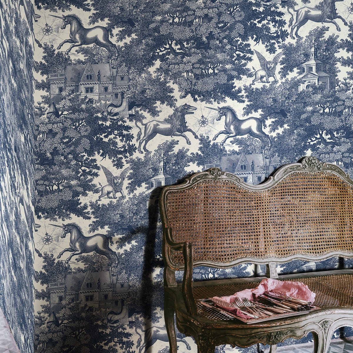 Fairy Tale Castle Wallpaper - Blue - Rebel Walls - R19227 - Premier Wallcovering