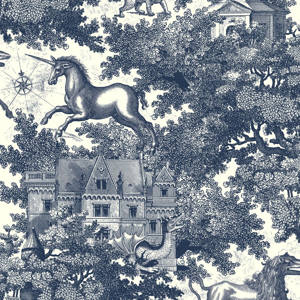 Fairy Tale Castle Wallpaper - Blue - Rebel Walls - R19227 - Premier Wallcovering