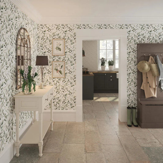 Fallen Foliage Wallpaper - Rustic Greens - LAN100041 - Lucie Annabel - Premier Wallcovering