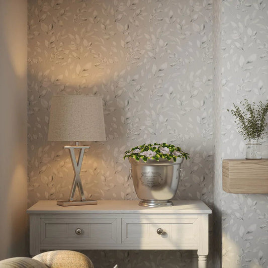 Fallen Foliage Wallpaper - Moon Grey - LAN100042 - Lucie Annabel - Premier Wallcovering