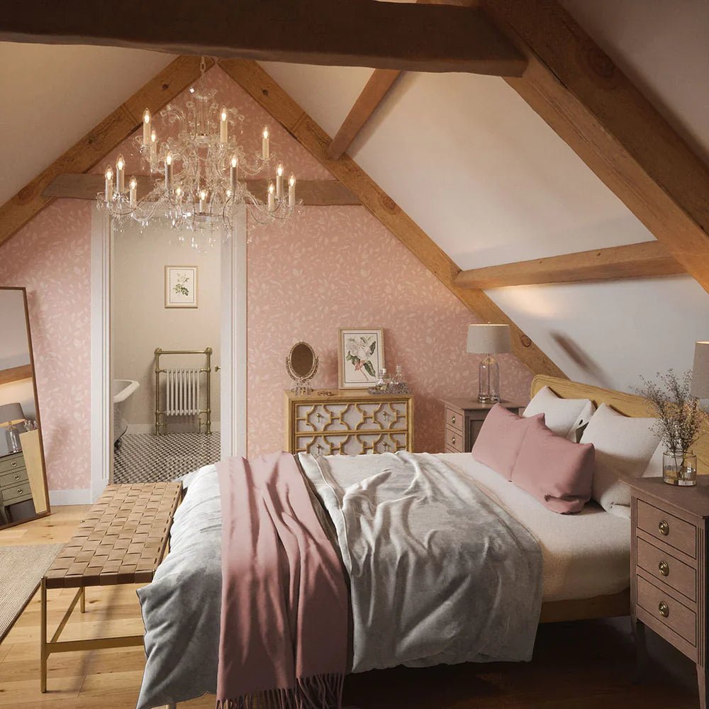 Fallen Foliage Wallpaper - French Pink - LAN100044 - Lucie Annabel - Premier Wallcovering