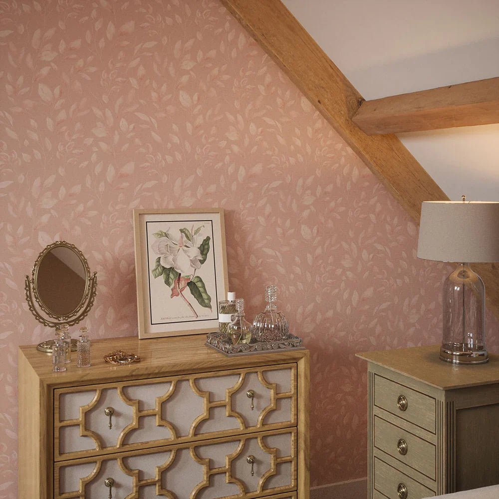 Fallen Foliage Wallpaper - French Pink - LAN100044 - Lucie Annabel - Premier Wallcovering