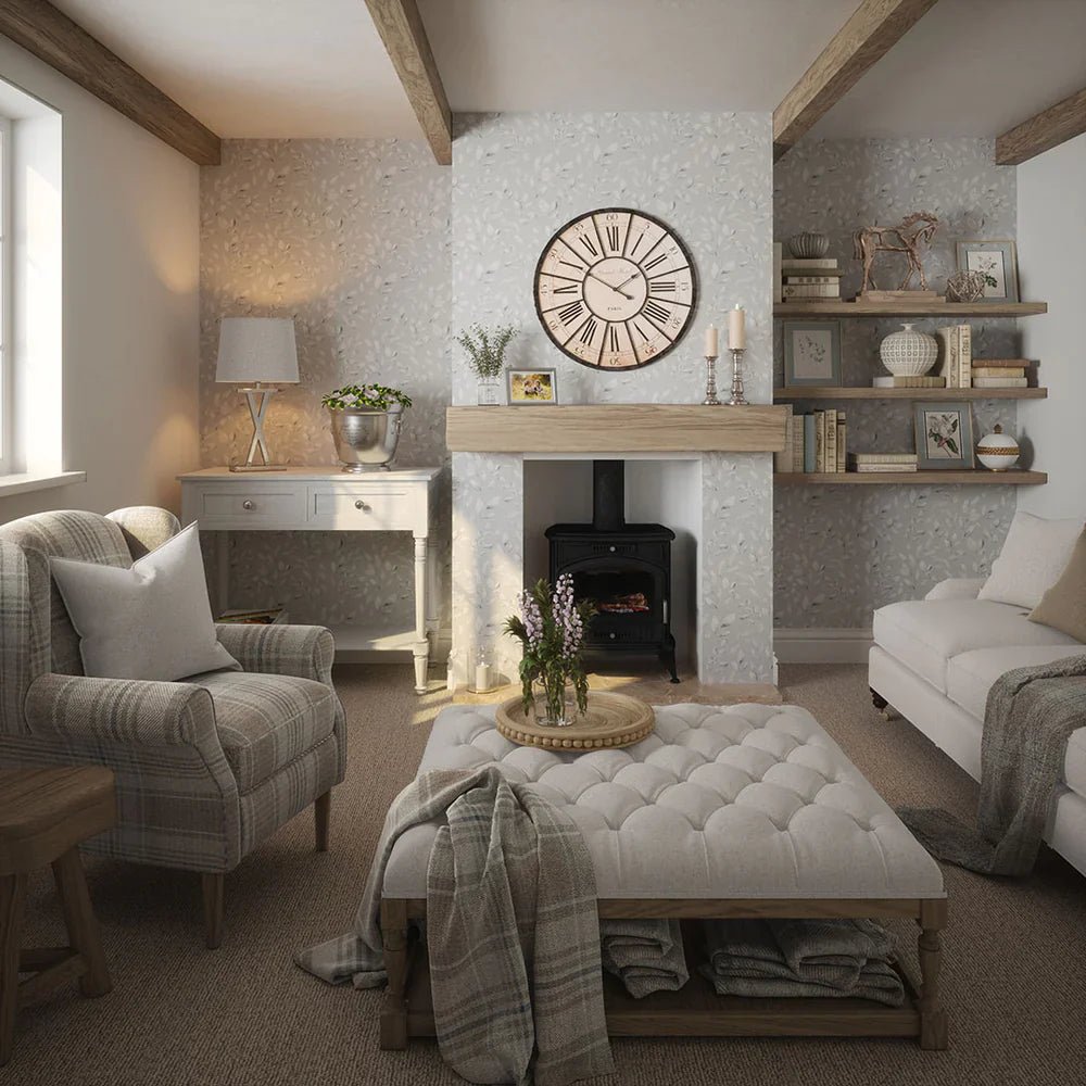 Fallen Foliage Wallpaper - Moon Grey - LAN100042 - Lucie Annabel - Premier Wallcovering