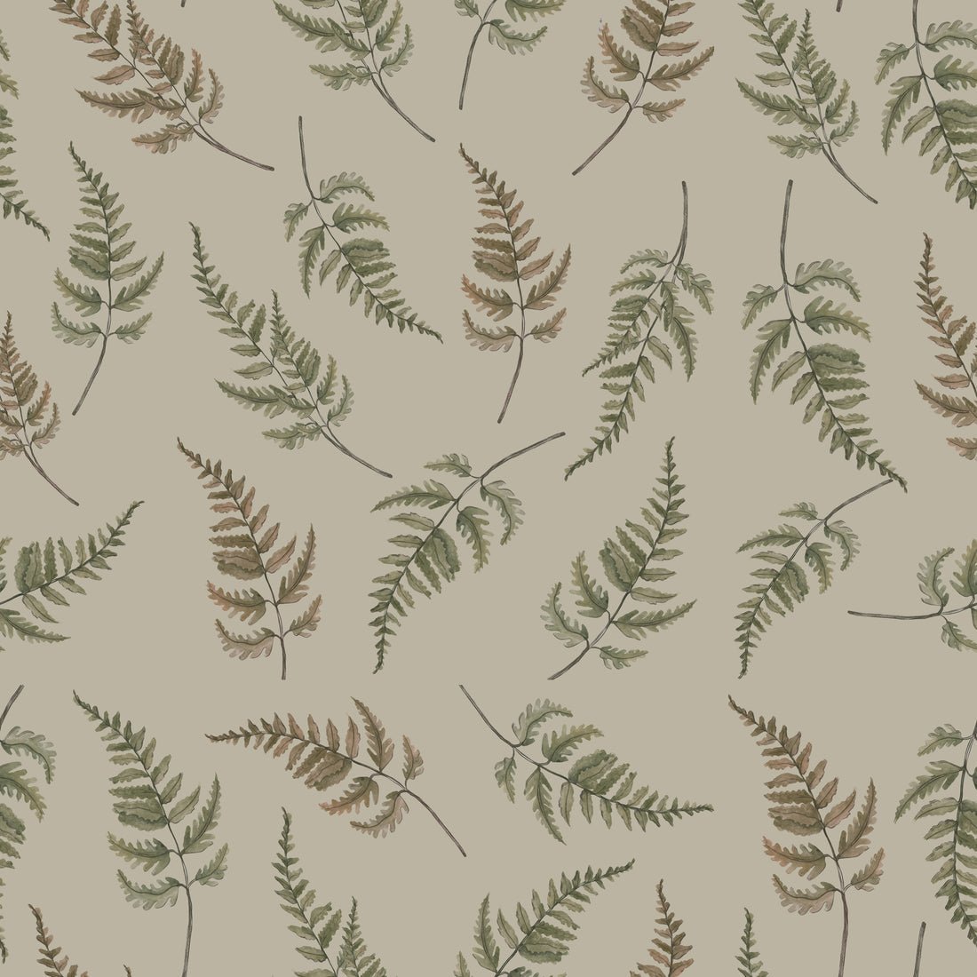 Falling Ferns Wallpaper - Soft Beige - Summer Gray - Premier Wallcovering