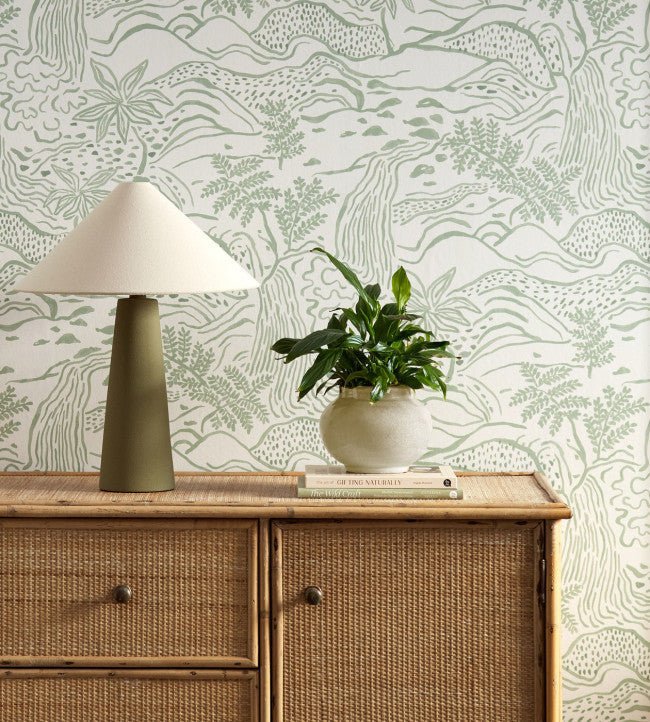Falling Foss Wallpaper - Sage - Scion - NSCW113267 - Premier Wallcovering