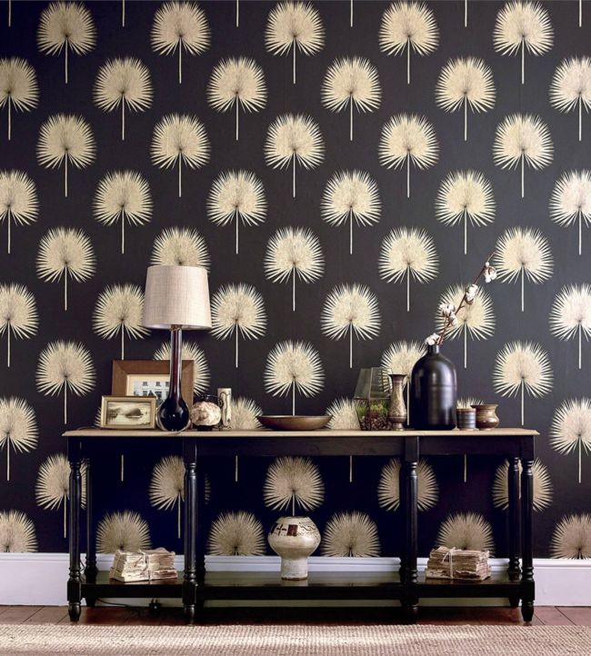 Fan Palm Wallpaper - Charcoal/Gold - DGLW216639 - Sanderson - Premier Wallcovering