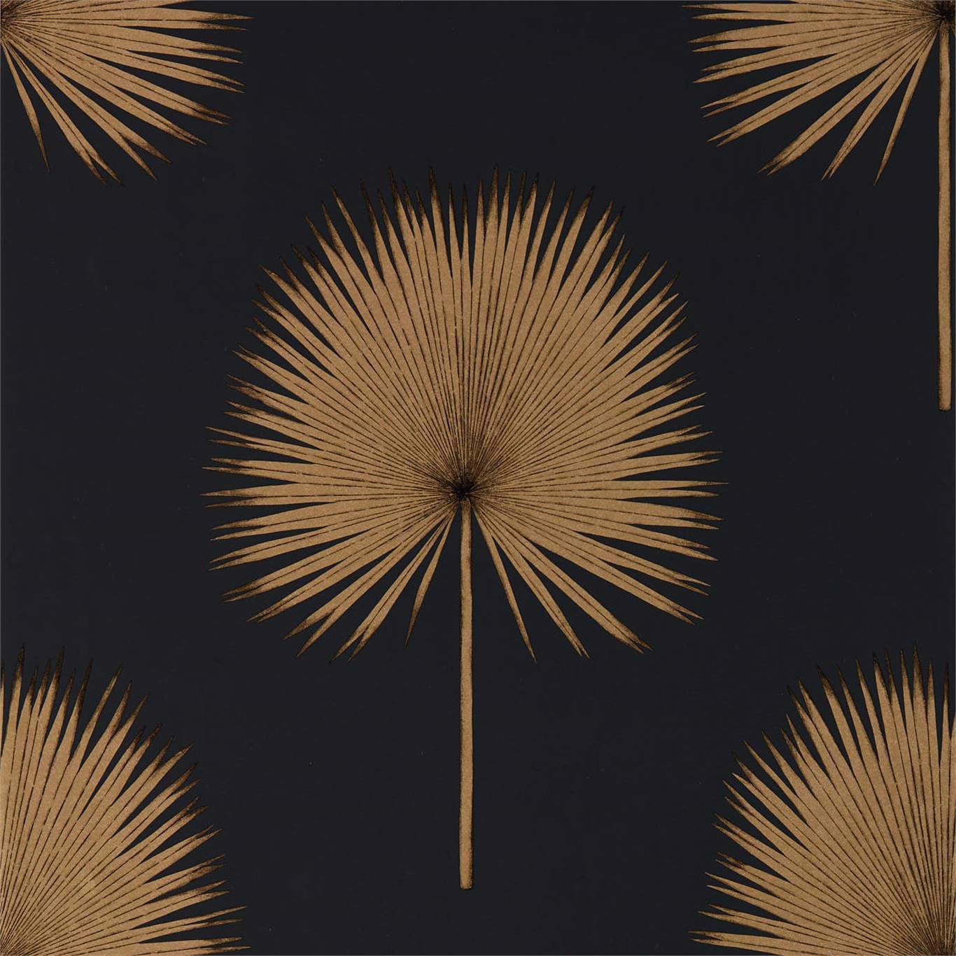 Fan Palm Wallpaper - Charcoal/Gold - Sanderson - DGLW216639 - Premier Wallcovering