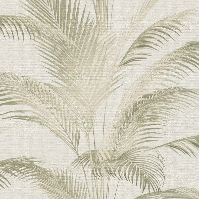 Fanned Palm Leaf Metallic Wallpaper - Cream/Green - Michalsky Living - 39980-2 - Premier Wallcovering