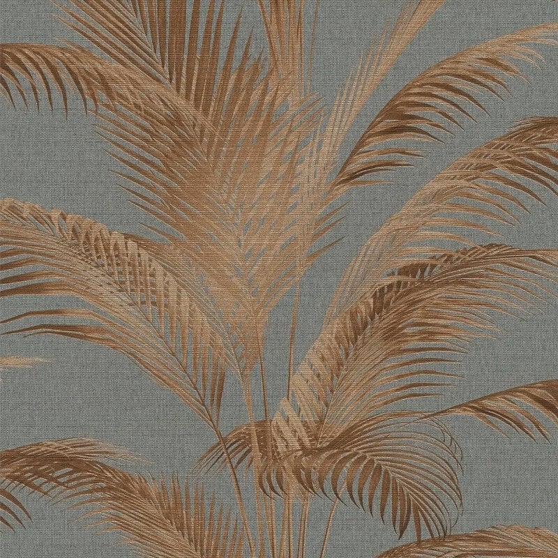 Fanned Palm Leaf Metallic Wallpaper - Grey/Copper - Michalsky Living - 39980-3 - Premier Wallcovering