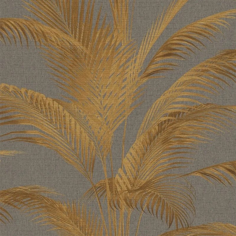 Fanned Palm Leaf Metallic Wallpaper - Brown/Gold - Michalsky Living - 39980-4 - Premier Wallcovering