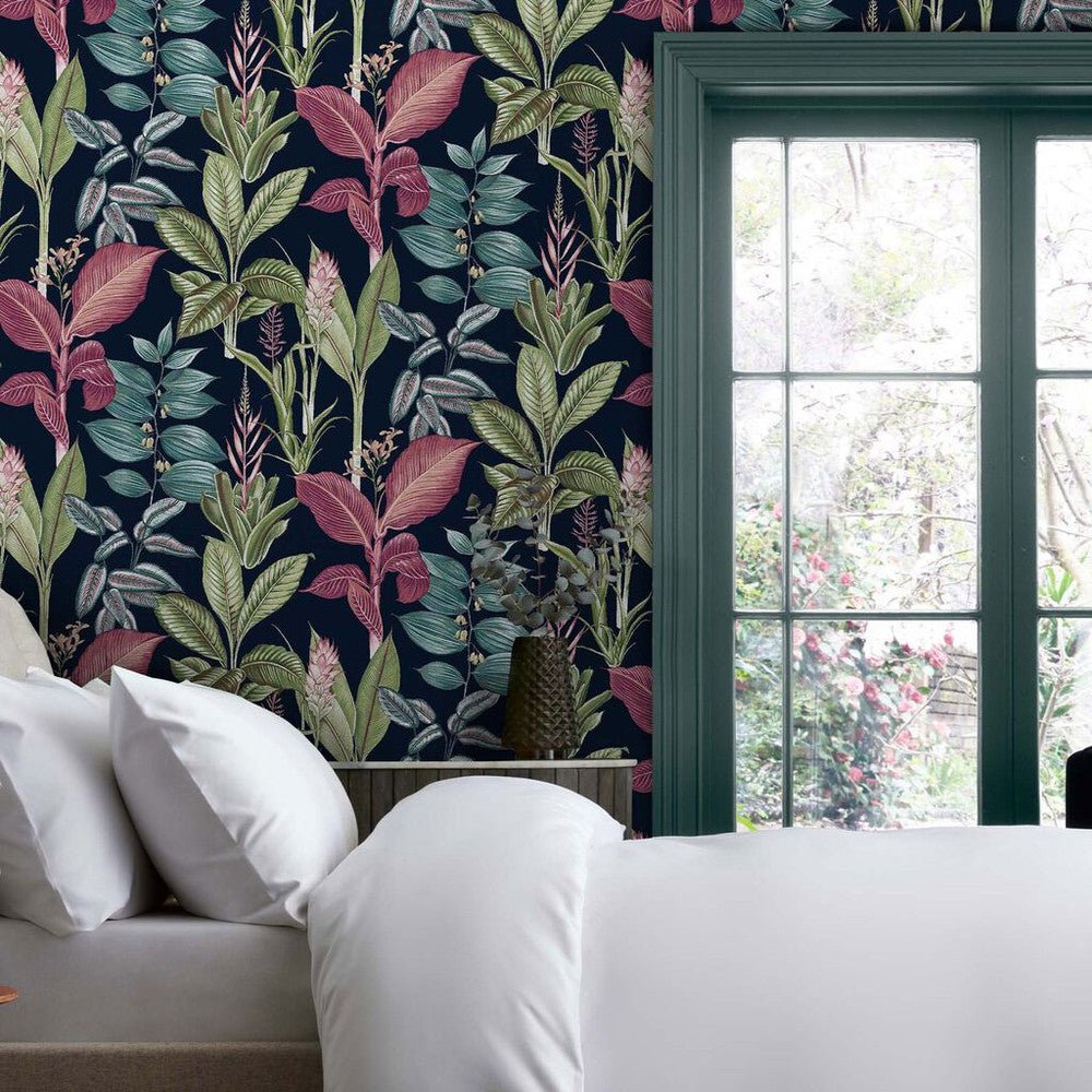 Fantasy Rainforest Leaves Wallpaper - Navy - Next - 118300 - Premier Wallcovering