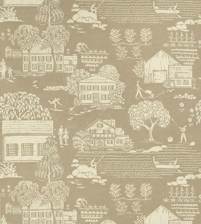 Farmingdale Wallpaper - Beige - Anna French - AT16165 - Premier Wallcovering