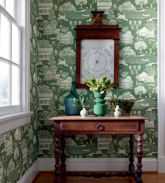 Farmingdale Wallpaper - Black - Anna French - AT16163 - Premier Wallcovering