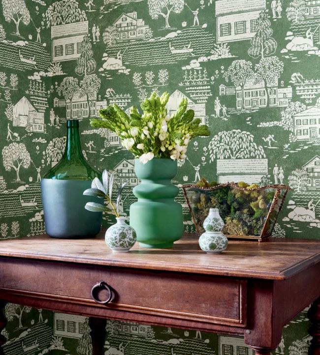 Farmingdale Wallpaper - Black - Anna French - AT16163 - Premier Wallcovering