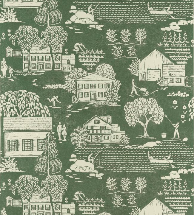 Farmingdale Wallpaper - Green - Anna French - AT16164 - Premier Wallcovering