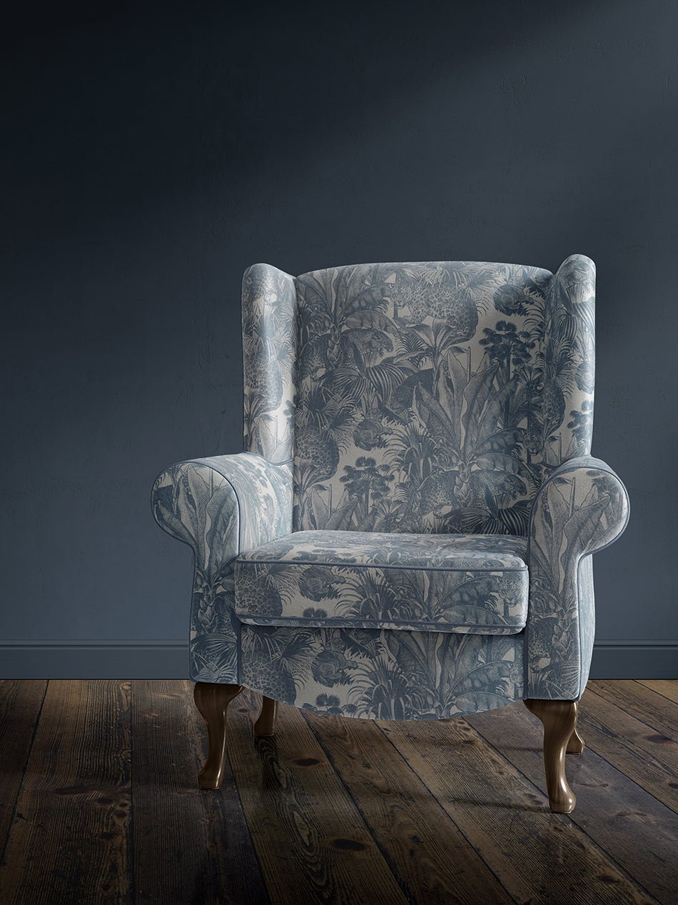 Faunacation Recycled Velvet Fabric - Bombay Blue - Divine Savages - DVS123-FAU-BOM-BLU-VEL - Premier Wallcovering