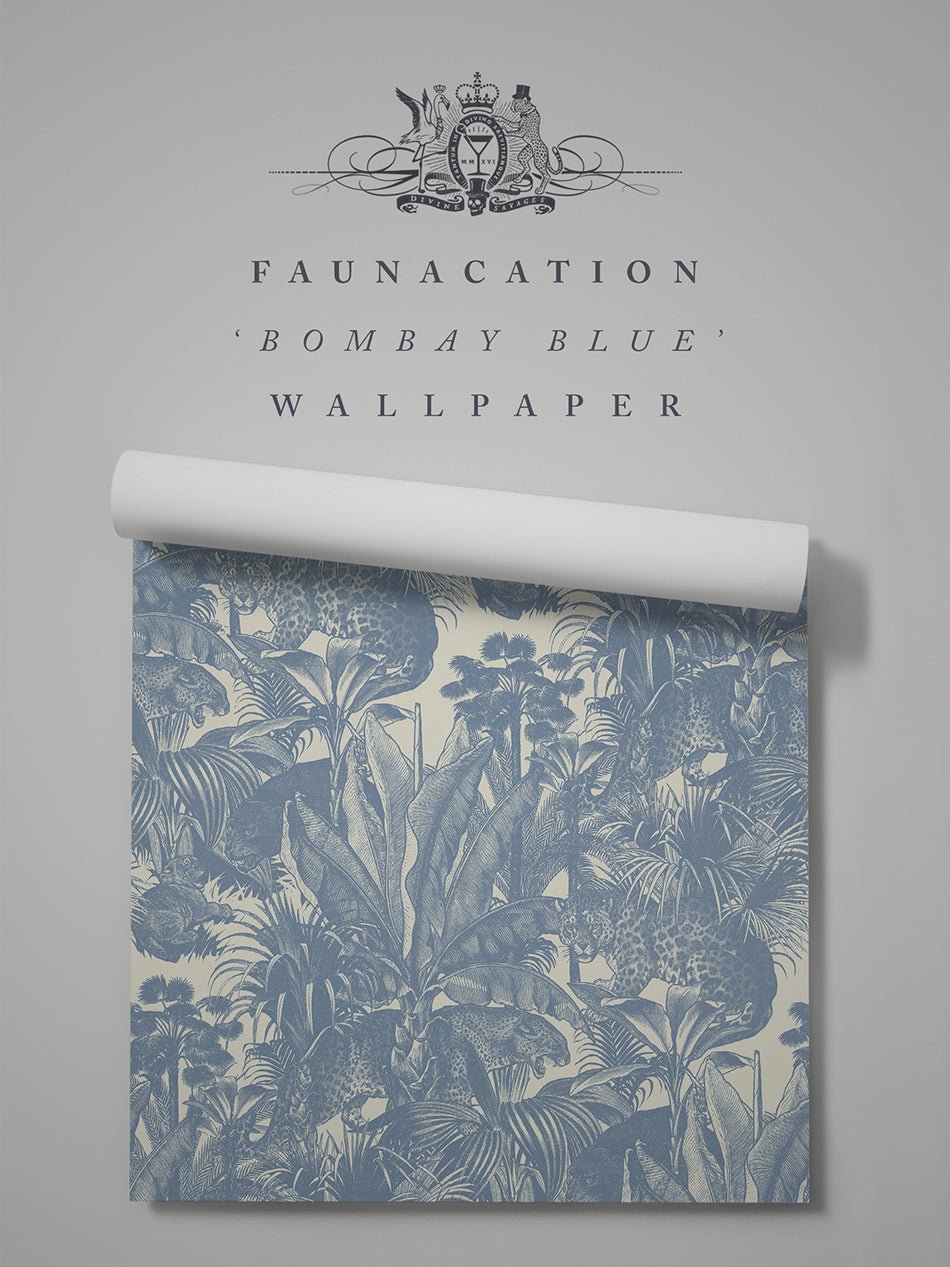 Faunacation Wallpaper - Bombay Blue - Divine Savages - DVS123-FAU-BOM-BLU-WR - Premier Wallcovering