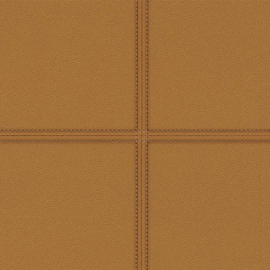Faux Leather Tile Panel Club Wallpaper - Tan - Rasch - 419016 - Premier Wallcovering