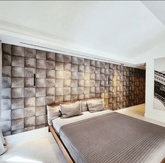 Faux Reindeer Fur Tile Panel Club Wallpaper - Cream - Rasch - 419108 - Premier Wallcovering