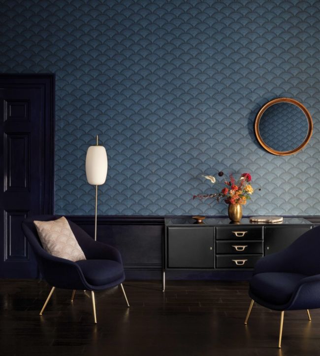 Feather Fan Wallpaper - Black on White - 89/4014 - Cole & Son - Premier Wallcovering