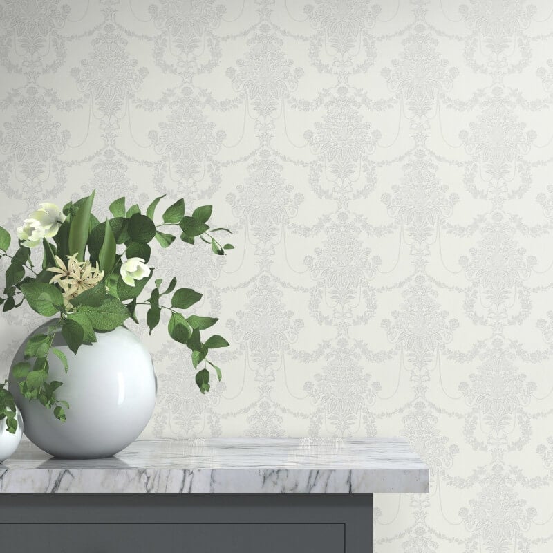 Felicite Floral Ornament Metallic Wallpaper - Light Grey - Erismann - 10287 - 31 - Premier Wallcovering