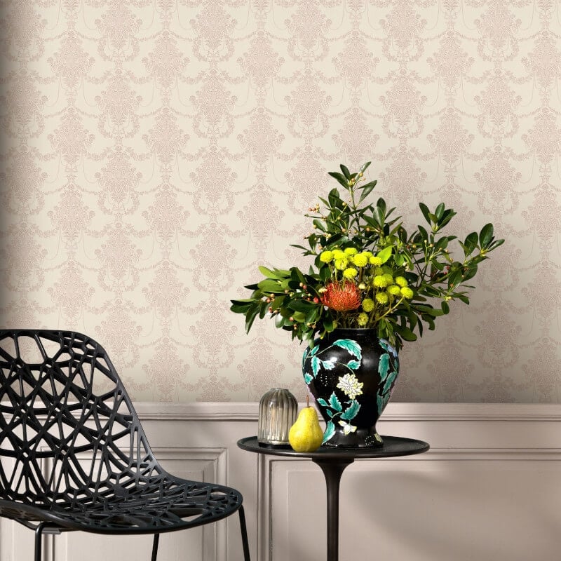 Felicite Floral Ornament Metallic Wallpaper - Pink - Erismann - 10287 - 05 - Premier Wallcovering