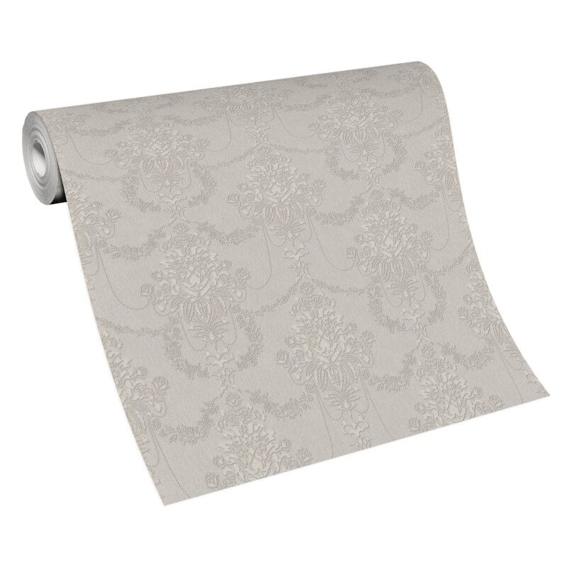 Felicite Floral Ornament Metallic Wallpaper - Grey - Erismann - 10287 - 37 - Premier Wallcovering