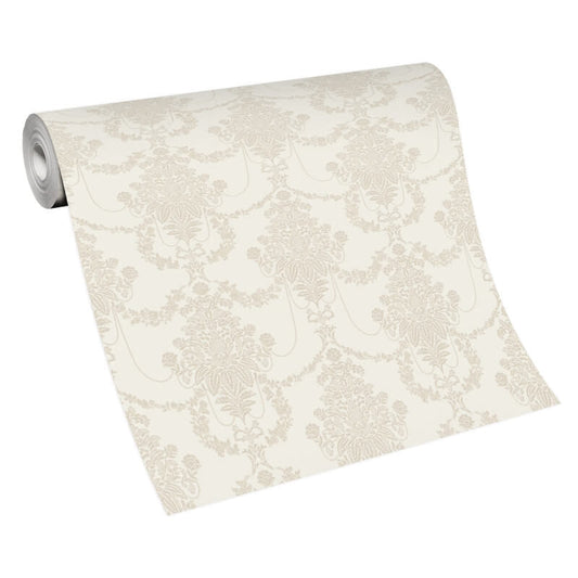 Felicite Floral Ornament Metallic Wallpaper - Cream - Erismann - 10287 - 02 - Premier Wallcovering