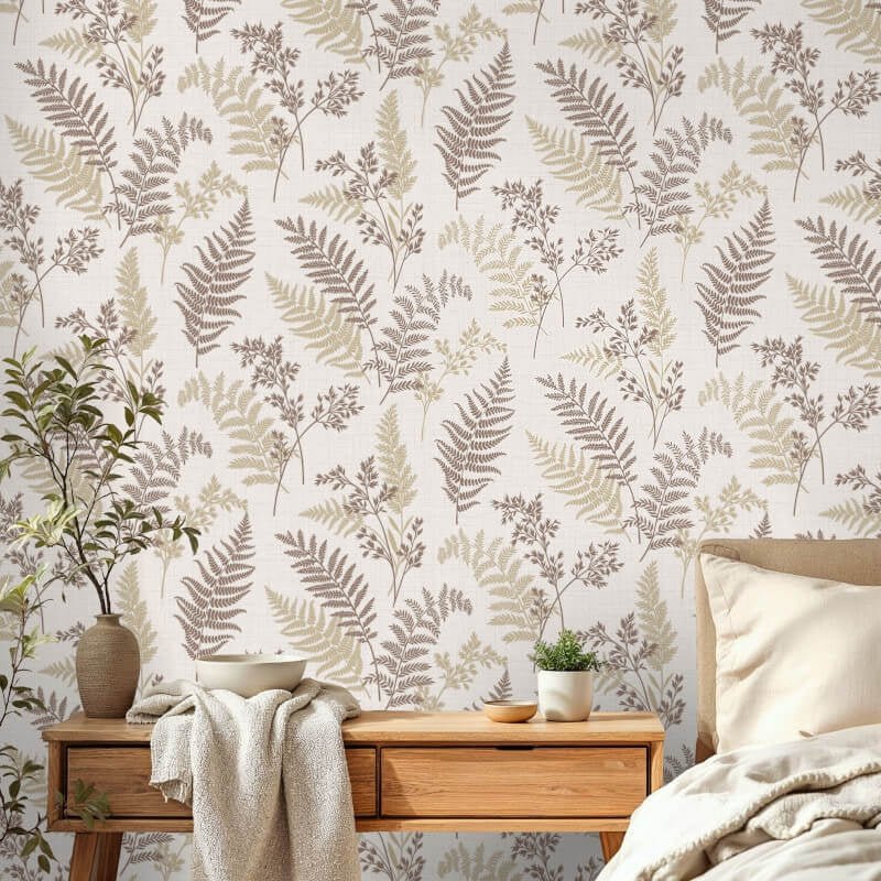 Fern Leaf Wallpaper - Mocha - Fine Décor - FD43768 - Premier Wallcovering