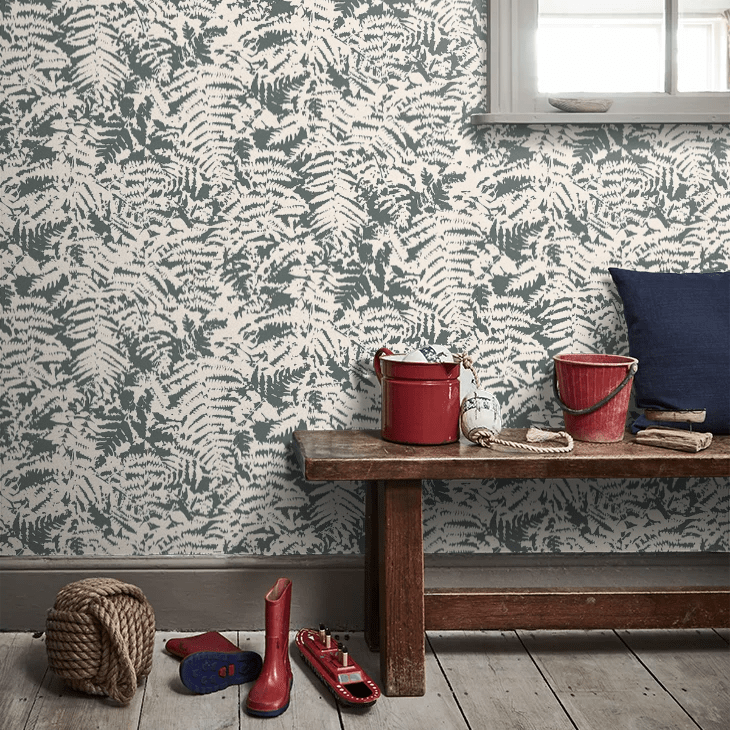 Fern Wallpaper - Charcoal / Grey - Little Greene - 0280FEOFFBL - Premier Wallcovering