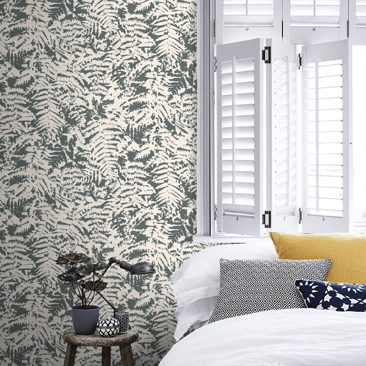 Fern Wallpaper - Charcoal / Grey - Little Greene - 0280FEOFFBL - Premier Wallcovering
