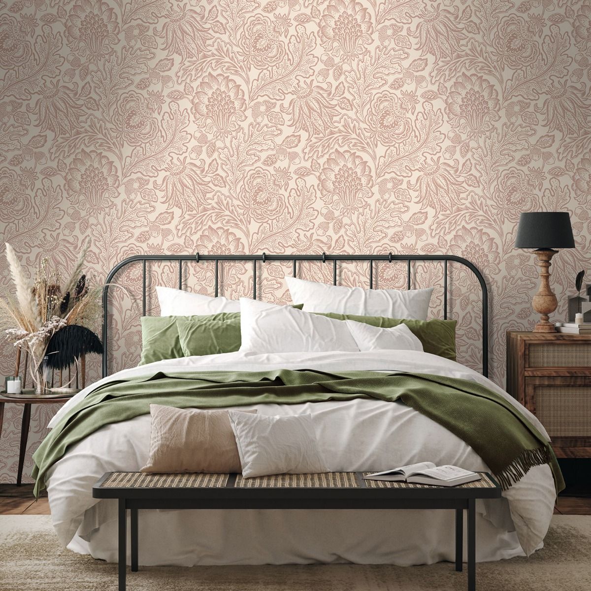 Fernhurst Floral Trail Wallpaper - Pink - Belgravia - 1113 - Premier Wallcovering
