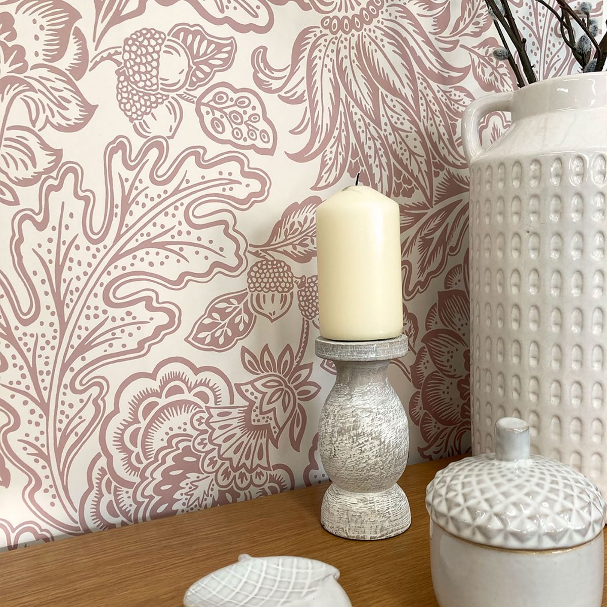 Fernhurst Floral Trail Wallpaper - Pink - Belgravia - 1113 - Premier Wallcovering