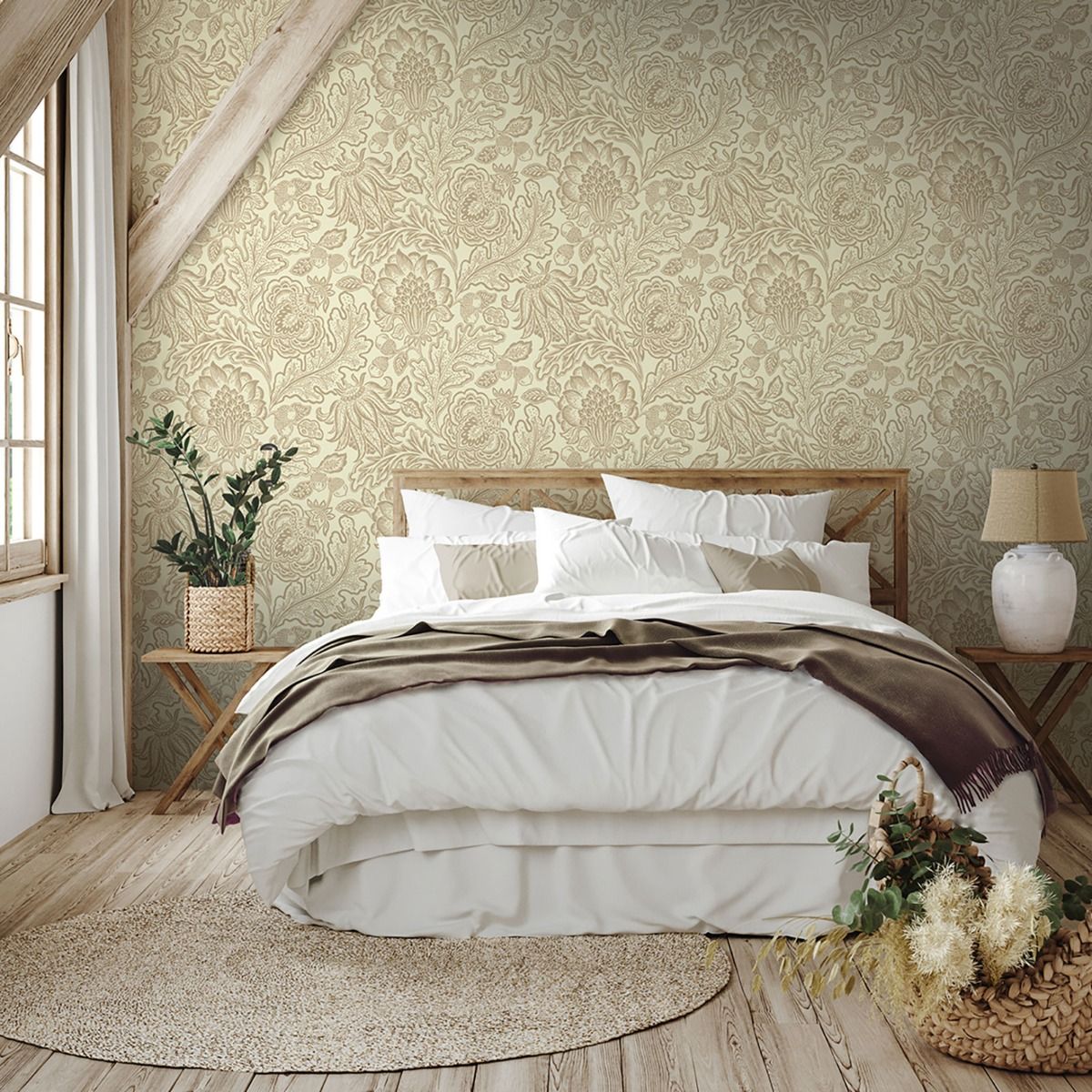Fernhurst Floral Trail Wallpaper - Beige - Belgravia - 1111 - Premier Wallcovering
