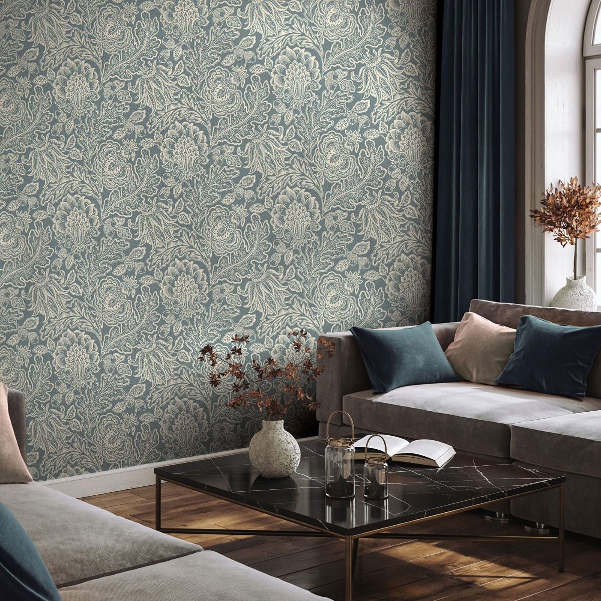 Fernhurst Floral Trail Wallpaper - Green - Belgravia - 1114 - Premier Wallcovering