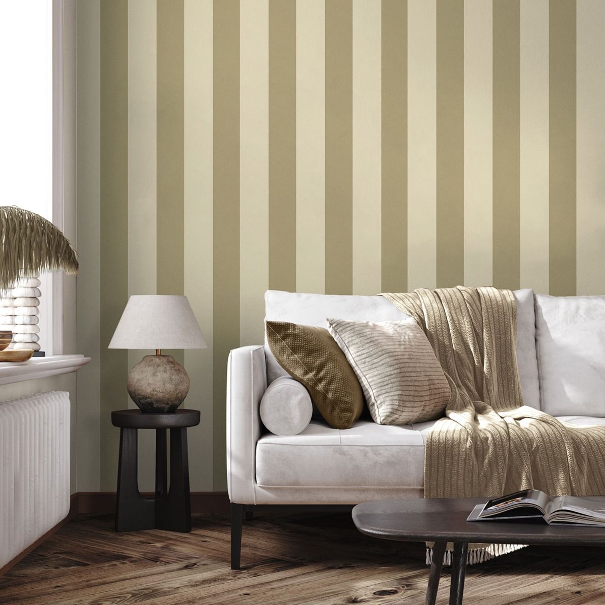 Fernhurst Stripe Wallpaper - Beige - Belgravia - 1116 - Premier Wallcovering