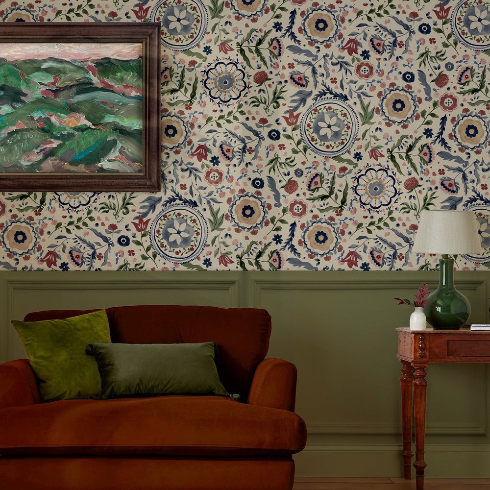 Festival Flowers Wallpaper - Antique White - Joules - 120882 - Premier Wallcovering