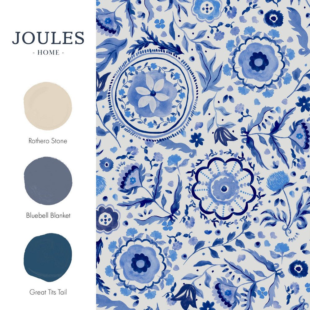 Festival Flowers Wallpaper - Blue - Joules - 120881 - Premier Wallcovering