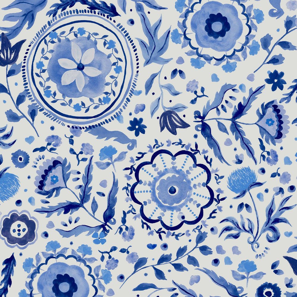 Festival Flowers Wallpaper - Blue - Joules - 120881 - Premier Wallcovering