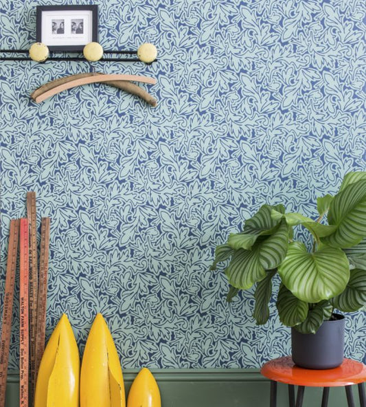 Feuille Wallpaper - Cook's Blue - 4908 - Farrow & Ball - Premier Wallcovering