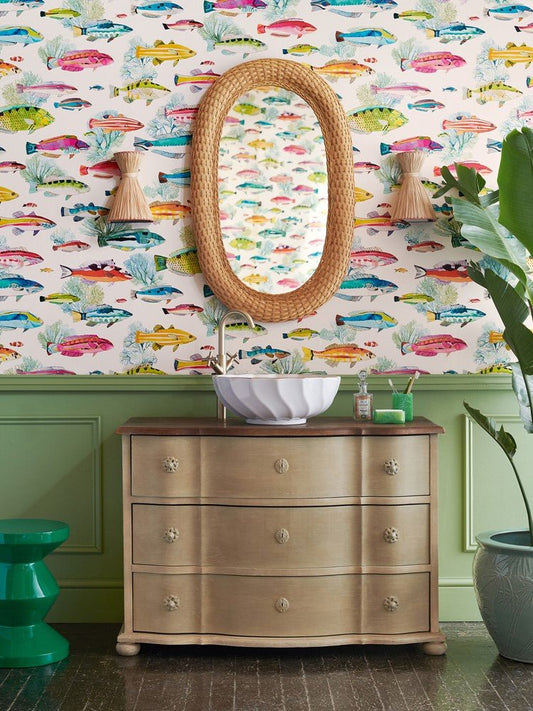 Fidji Wallpaper - Aqua - Manuel Canovas - 03108-01 - Premier Wallcovering