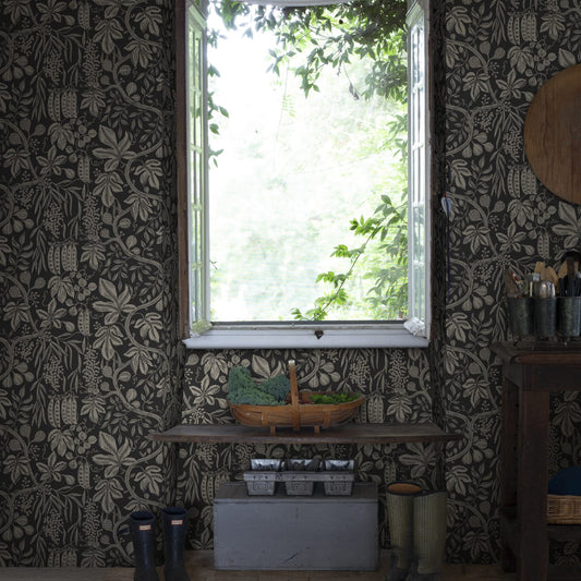 Fig Garden Wallpaper - Charcoal - Sandberg - S10257 - Premier Wallcovering