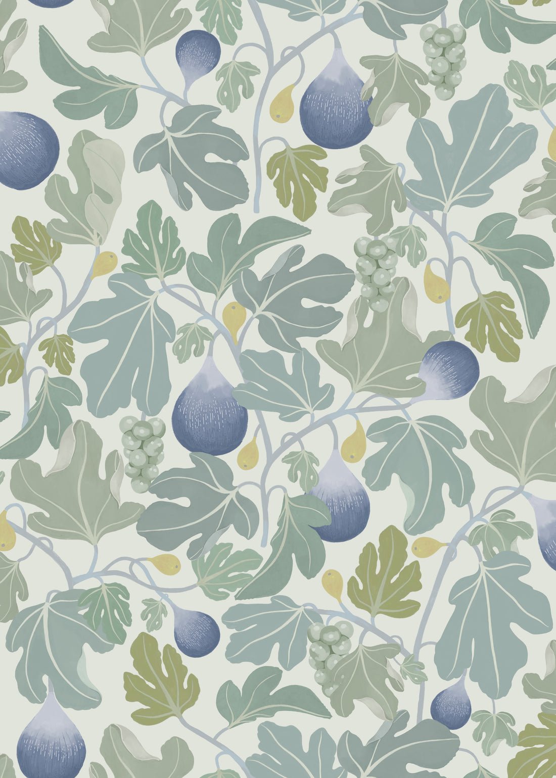 Figs Wallpaper - Blue - Summer Gray - Premier Wallcovering