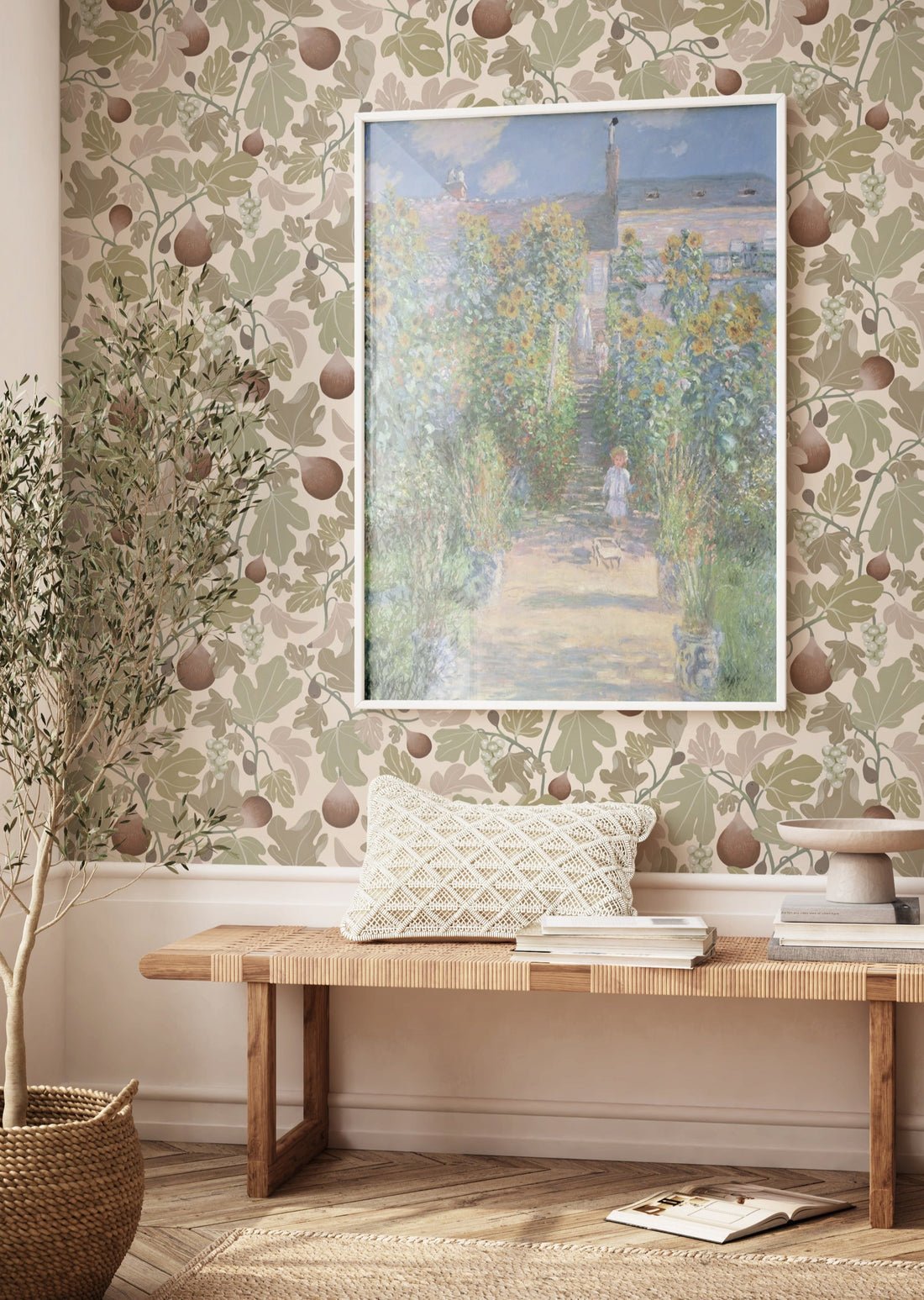 Figs Wallpaper - Beige - Summer Gray - Premier Wallcovering