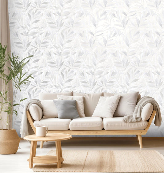Fiji Leaf Elegant Homes Wallpaper - Grey - Rasch - 311617 - Premier Wallcovering