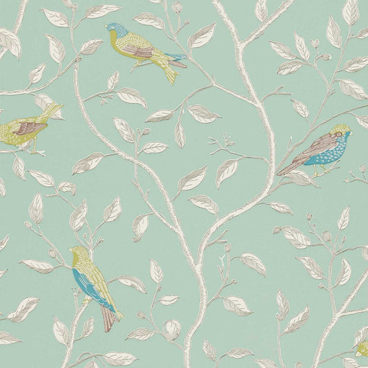 Finches Wallpaper - Duck Egg - DOPWFI103 - Sanderson - Premier Wallcovering
