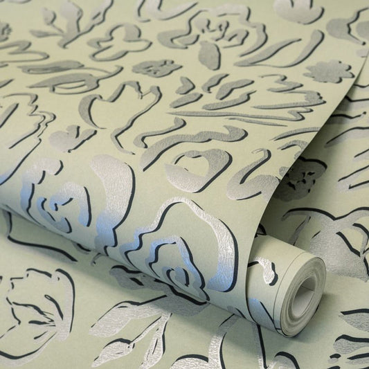 Fiore Salt Wallpaper - Sage - Hohenberger - 65328 - Premier Wallcovering