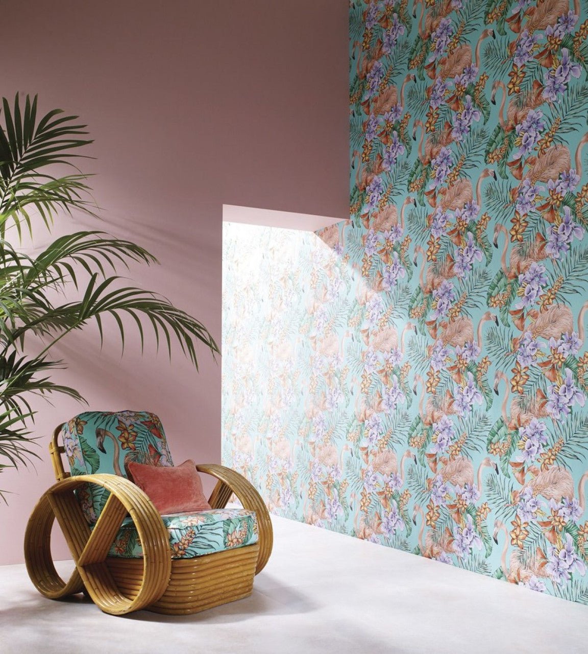 Flamingo Club Wallpaper - Lavender/Ivory/Electric Blue - Matthew Williamson - W6800-05 - Premier Wallcovering