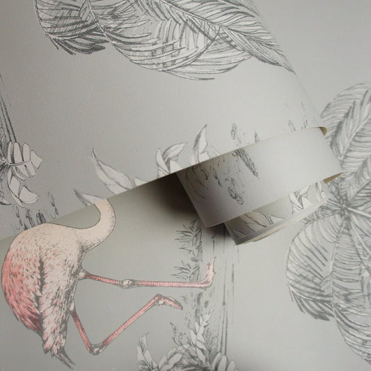 Flamingo Lake Wallpaper - Grey/Coral - Holden Décor - 12381 - Premier Wallcovering