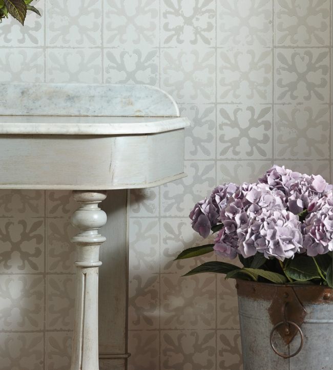 Fleur De Lys Tile Wallpaper - Vintage Grey - BG1600202 - Barneby Gates - Premier Wallcovering